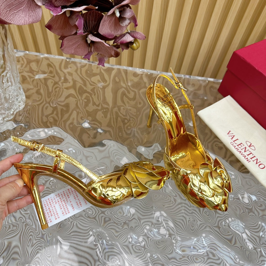 ATELIER SLINGBACK HEELS 95 MM IN GOLD METALLIC CALFSKIN