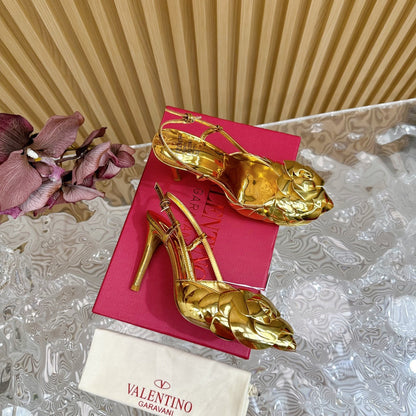ATELIER SLINGBACK HEELS 95 MM IN GOLD METALLIC CALFSKIN