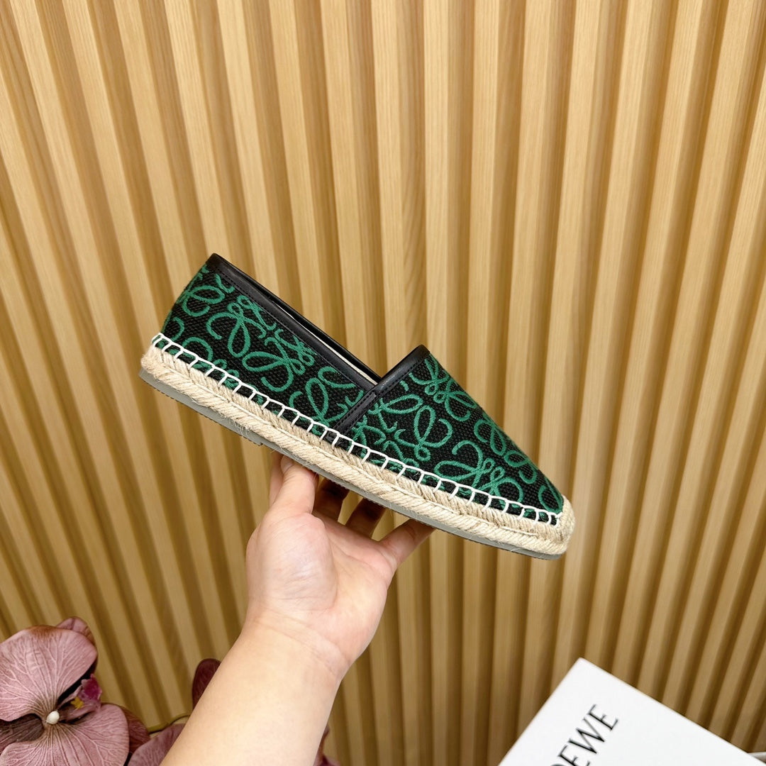LW GREEN ANAGRAM ESPADRILLE LOAFER BLACK LINEN