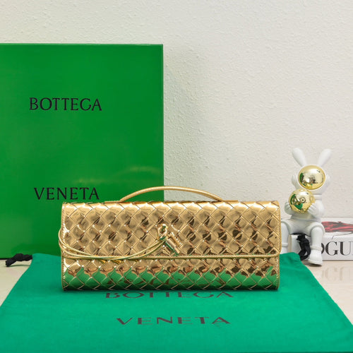BV Long Clutch Andiamo 31 Gold Metalic Leather Ghw