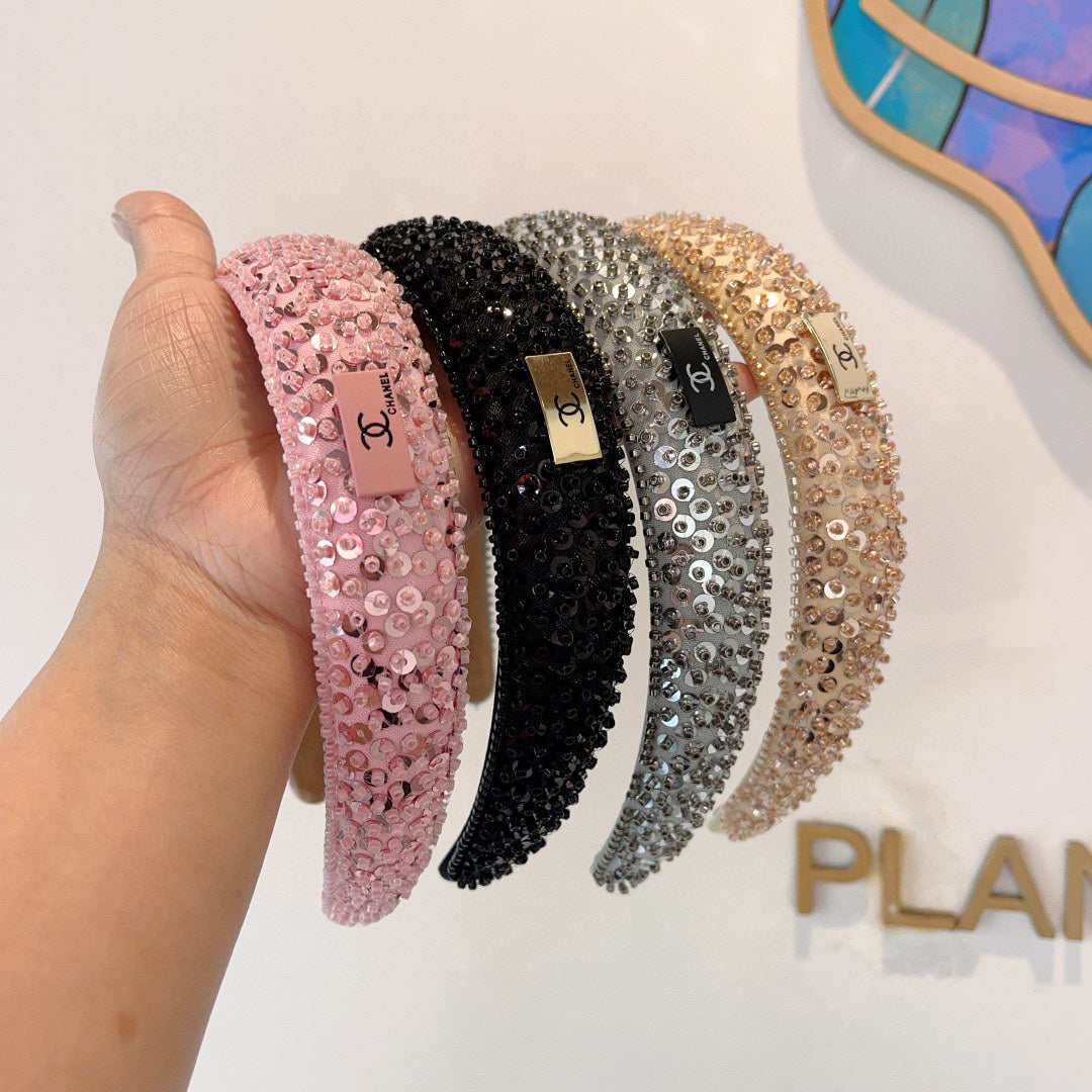 BLACK FABRIC WITH SEQUINS HAIRBAND 412430