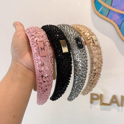 BLACK FABRIC WITH SEQUINS HAIRBAND 412430