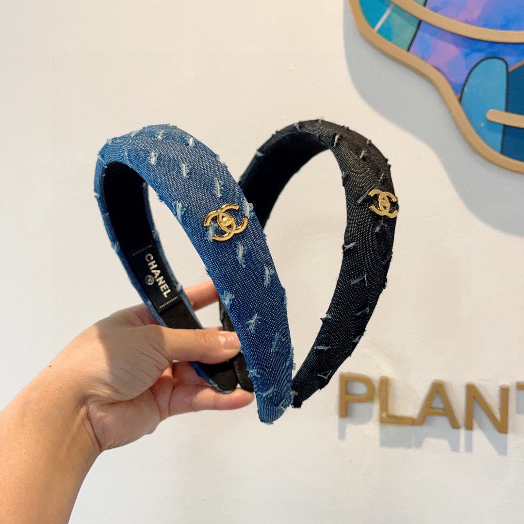 BLACK DENIM FABRIC HAIRBAND 432769