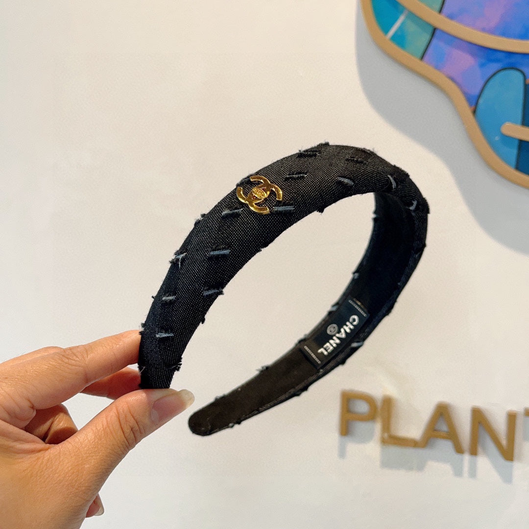 BLACK DENIM FABRIC HAIRBAND 432769