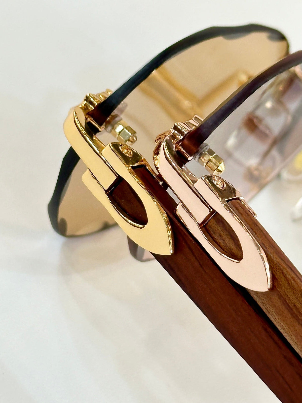 C DE RIMLESS GEOMETRIC FRAME SUNGLASSES 547386 IN METAL AND WOODEN