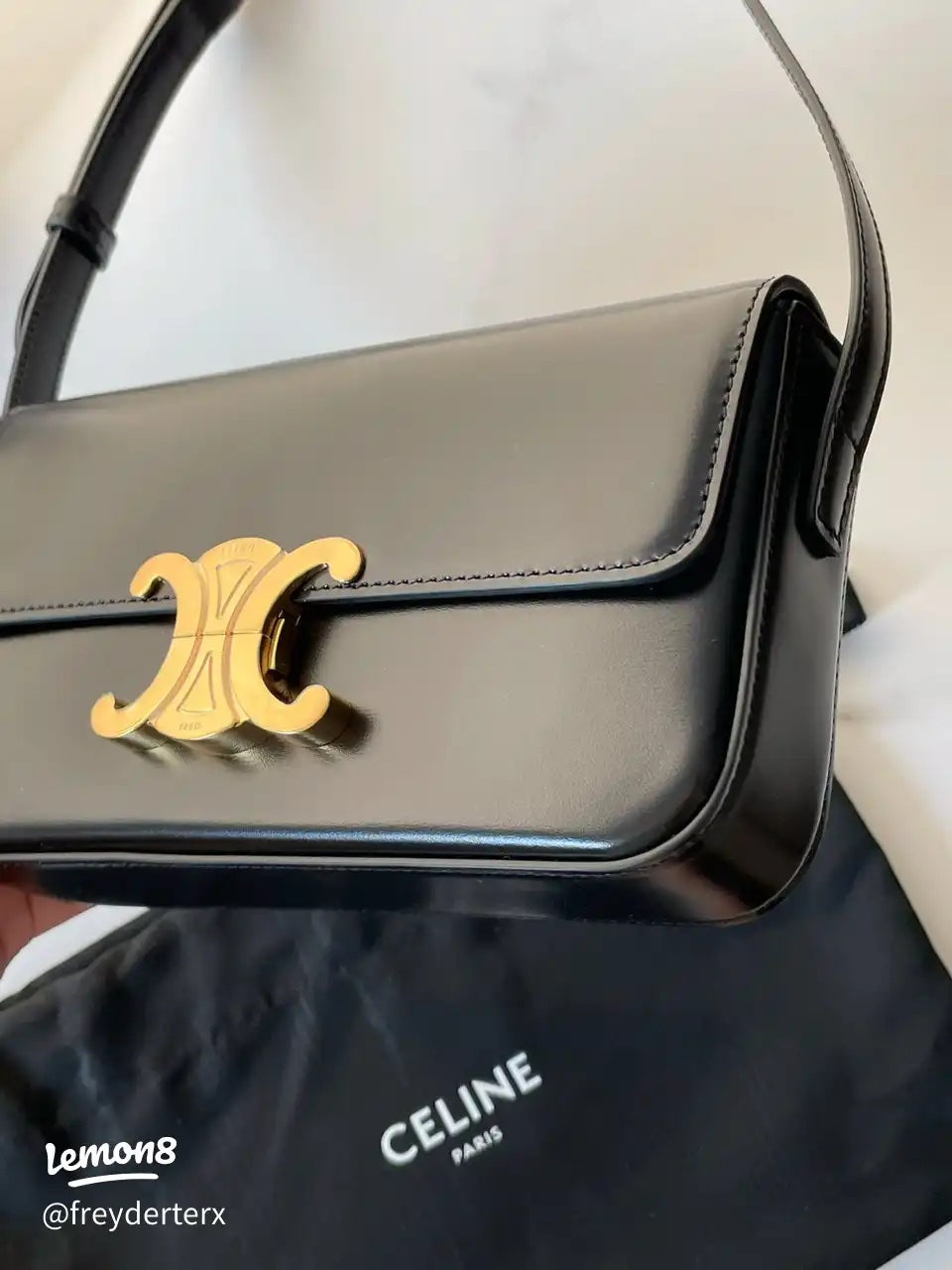 Celine Triomphe Black Smooth Leather 20cm