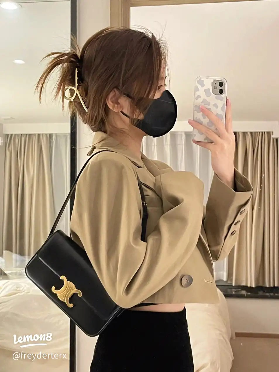 Celine Triomphe Black Smooth Leather 20cm