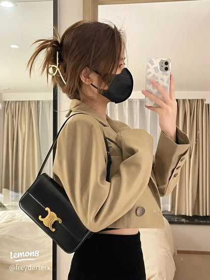 Celine Triomphe Black Smooth Leather 20cm
