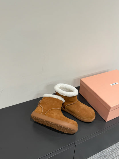 ANKLE BOOTS IN BRONZE BROWN SUEDE AND FLEECE LINING