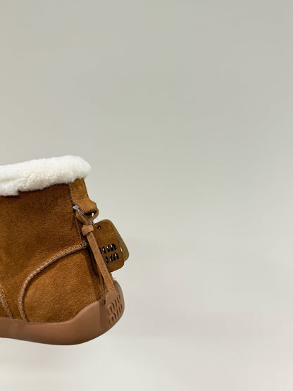 ANKLE BOOTS IN BRONZE BROWN SUEDE AND FLEECE LINING