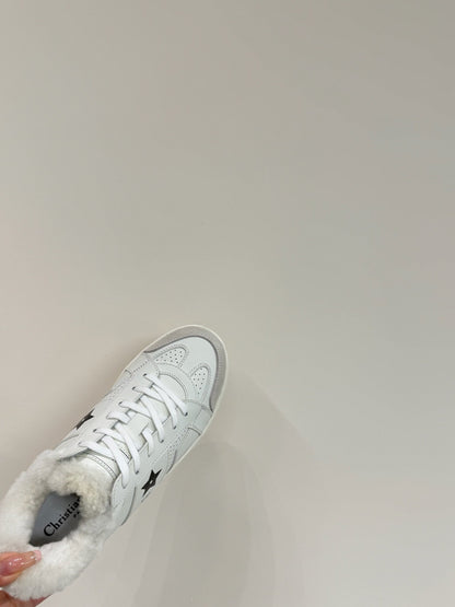 BLACK STAR SNEAKER WHITE CALFSKIN AND SUEDE CALFSKIN WITH SHEARLING LINING