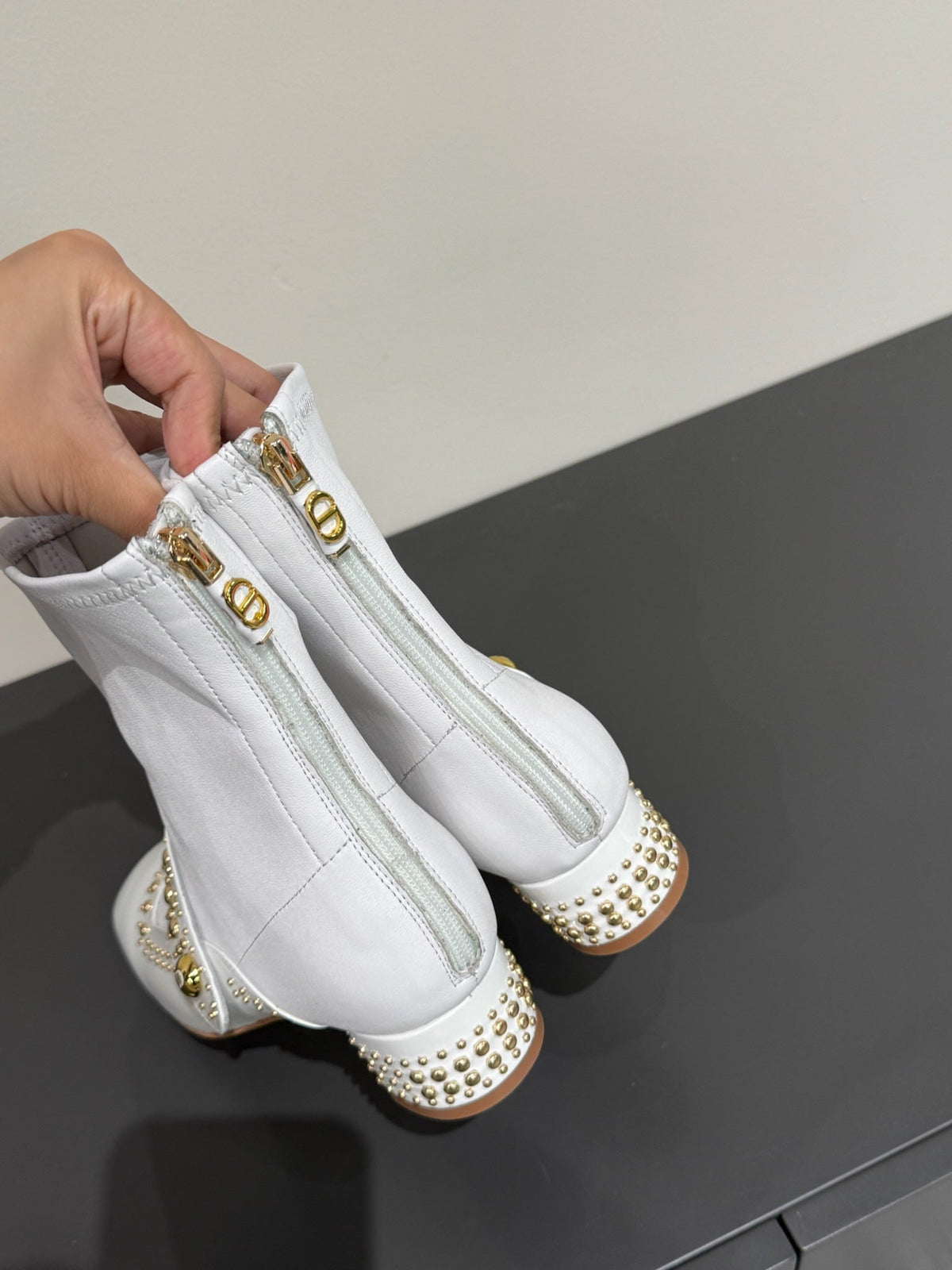 BELLE-D HEELED ANKLE BOOT WHITE PATENT CALFSKIN