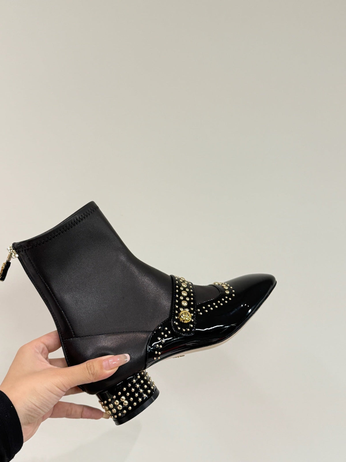 BELLE-D HEELED ANKLE BOOT BLACK PATENT CALFSKIN