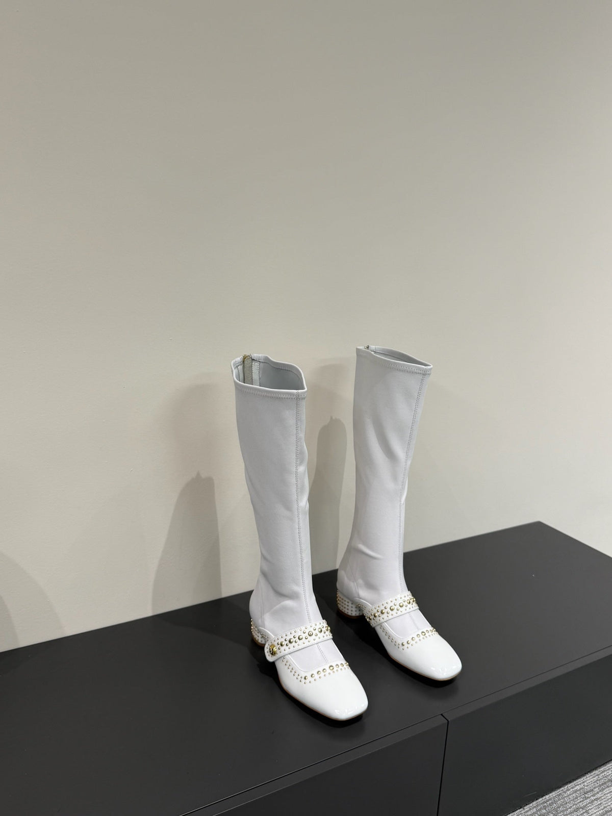 BELLE-D HEELED BOOT WHITE PATENT CALFSKIN