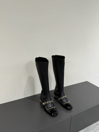 BELLE-D HEELED BOOT BLACK PATENT CALFSKIN