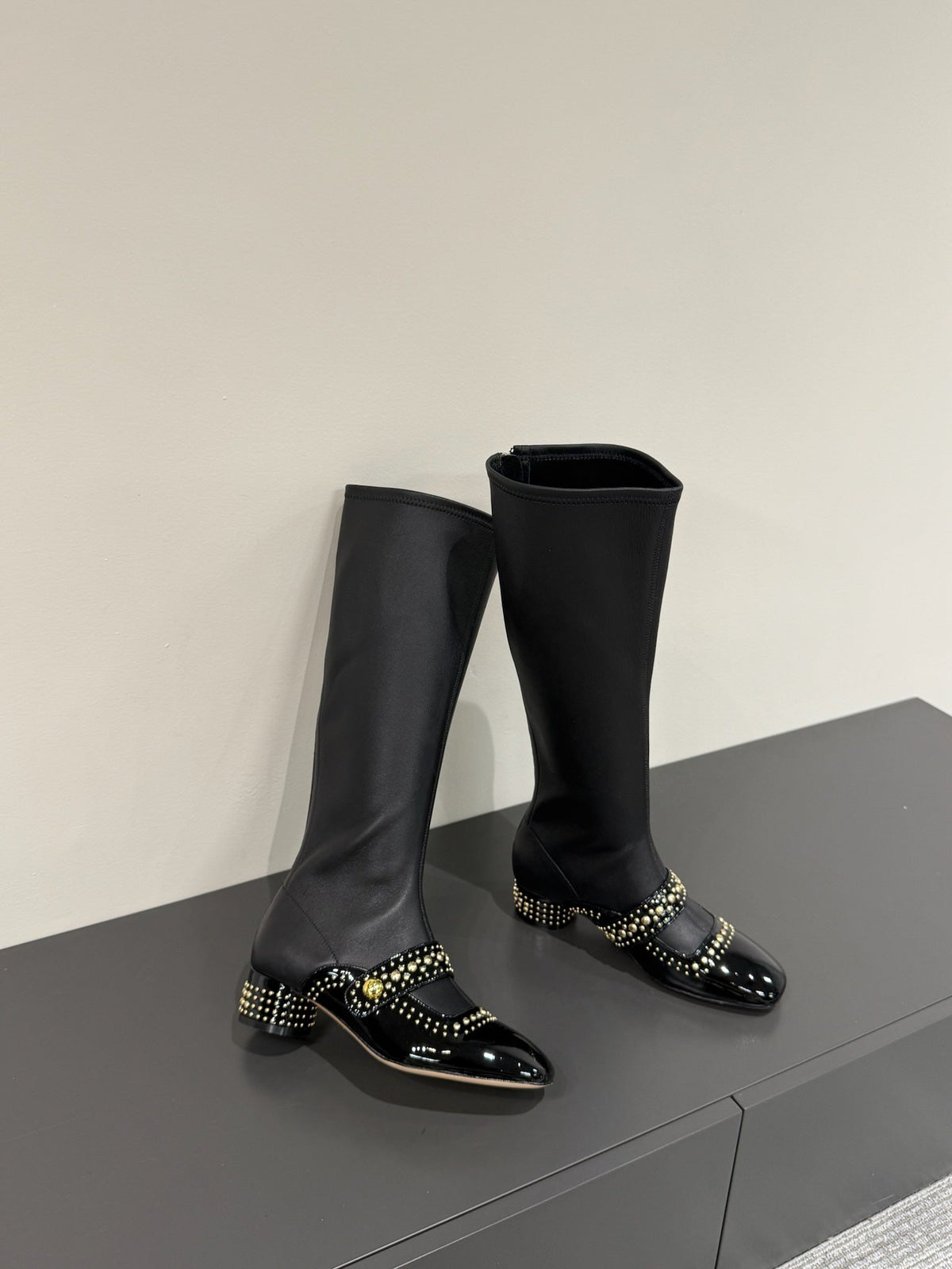 BELLE-D HEELED BOOT BLACK PATENT CALFSKIN