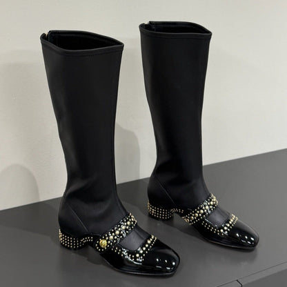 BELLE-D HEELED BOOT BLACK PATENT CALFSKIN