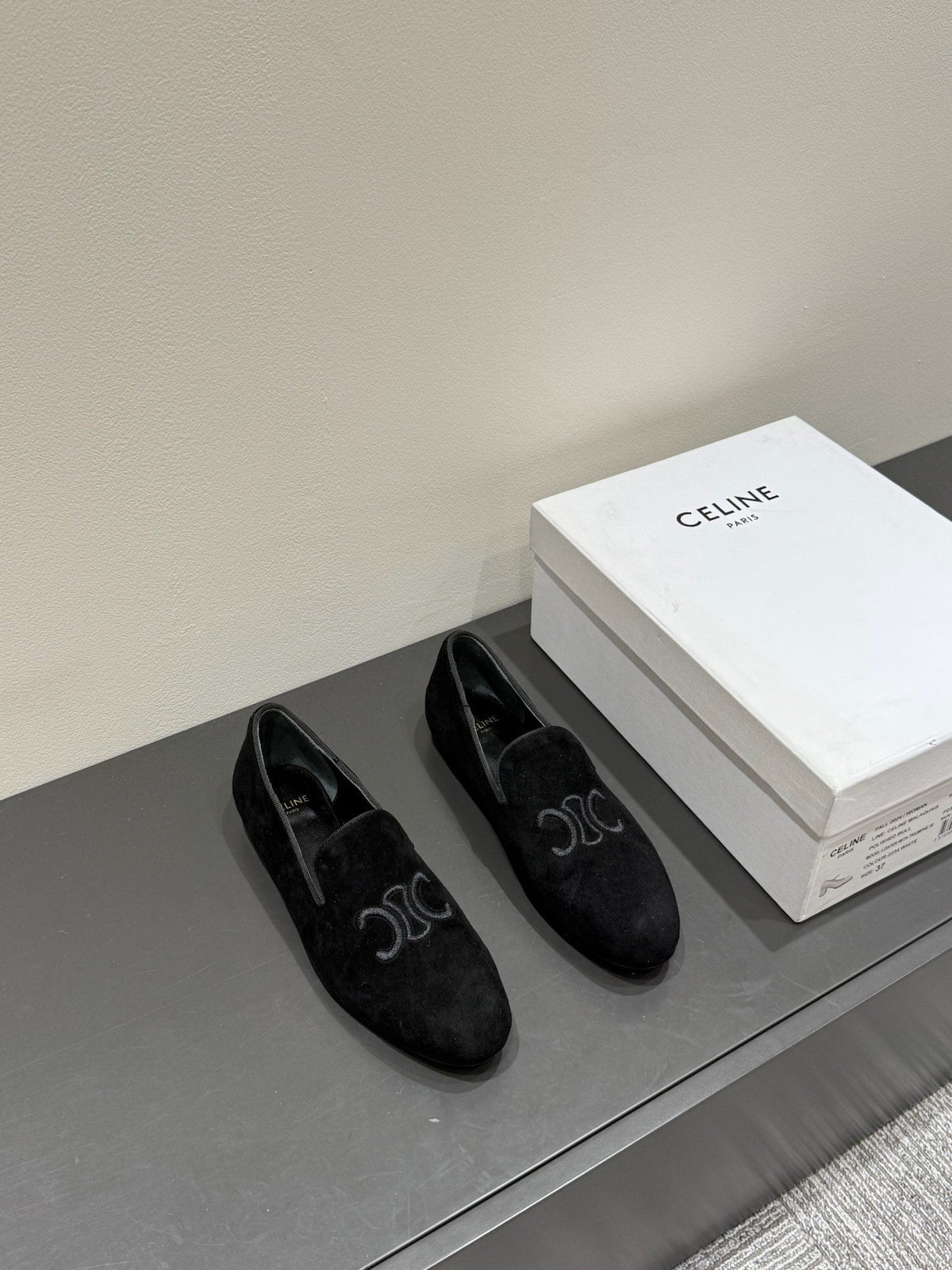 LOAFERS IN BLACK SUEDE EMBROIDERED LOGO