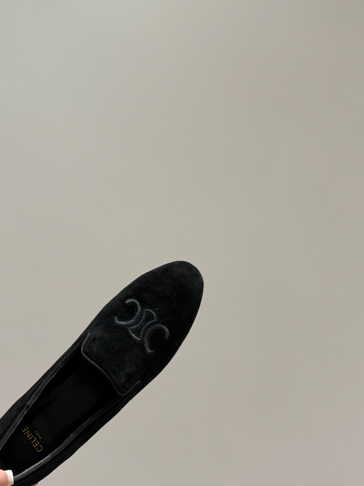 LOAFERS IN BLACK SUEDE EMBROIDERED LOGO