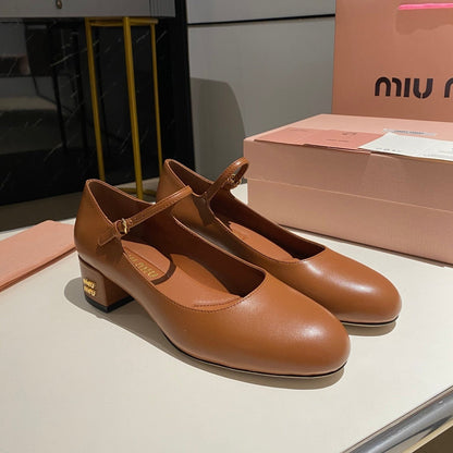 MARY JANE SHOES CLASSIC CARAMEL COLOR SHEEPSKIN