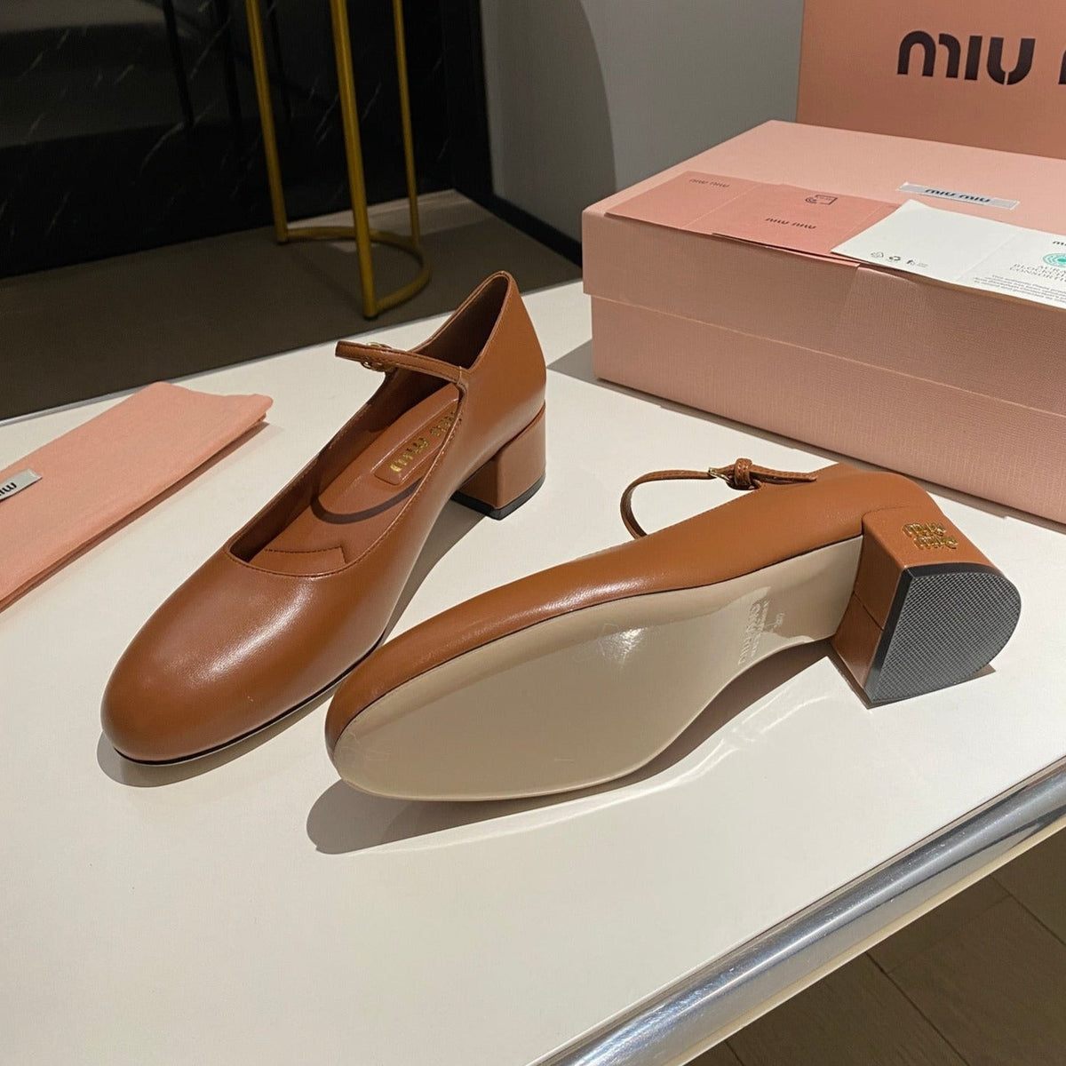 MARY JANE SHOES CLASSIC CARAMEL COLOR SHEEPSKIN