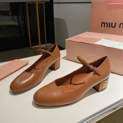 MARY JANE SHOES CLASSIC CARAMEL COLOR SHEEPSKIN