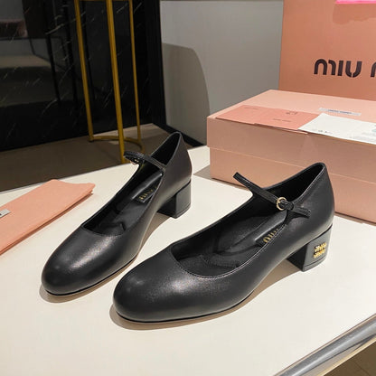MARY JANE SHOES CLASSIC BLACK SHEEPSKIN