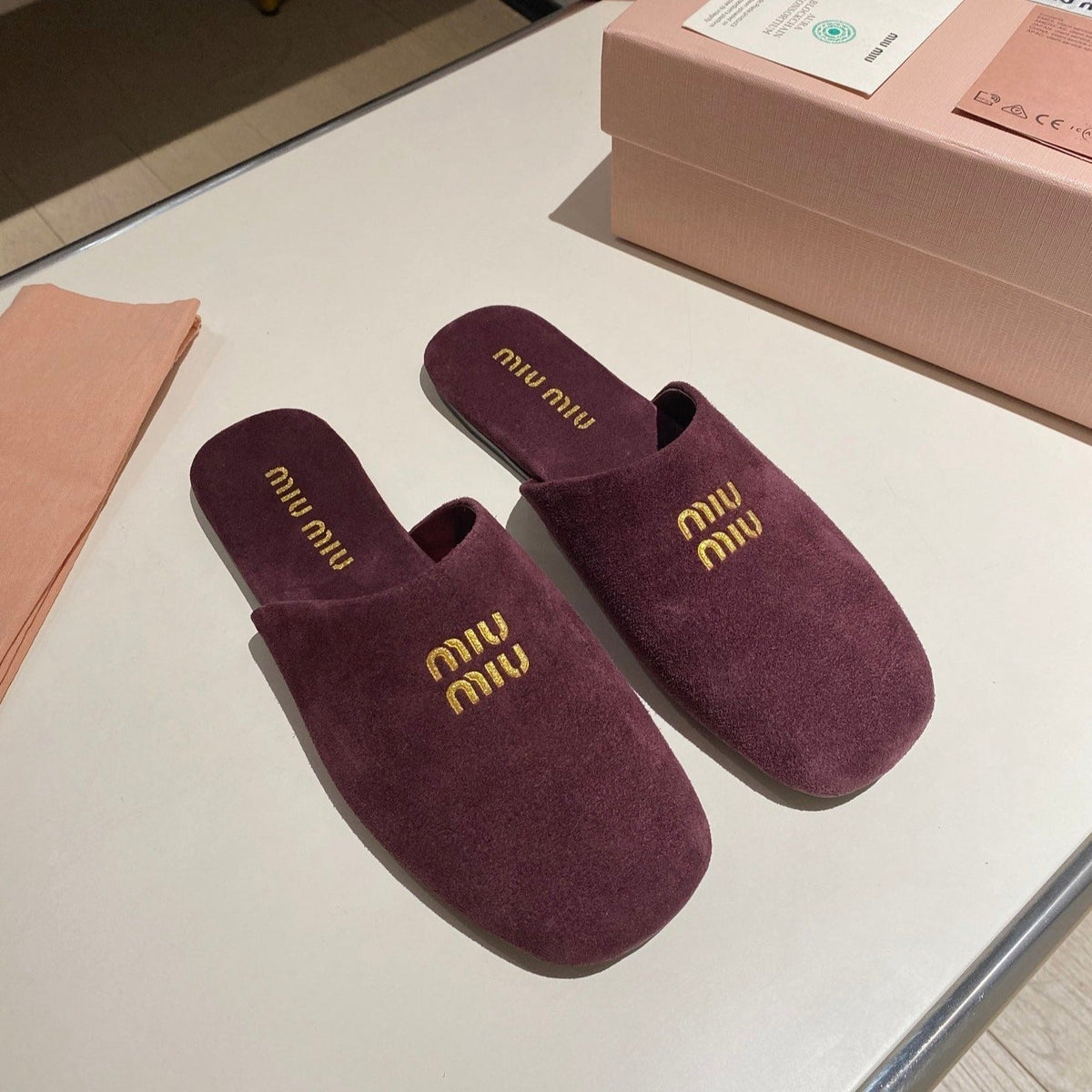 MULES SLIPPERS RETRO REBECCA PURPLE SUEDE