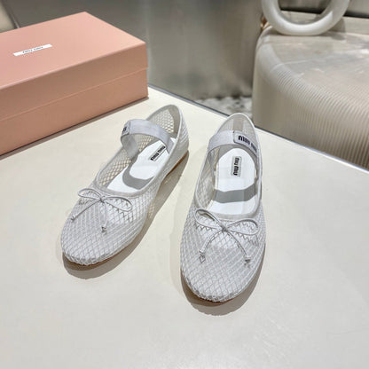 MARY JANE FLAT IN WHITE MESH