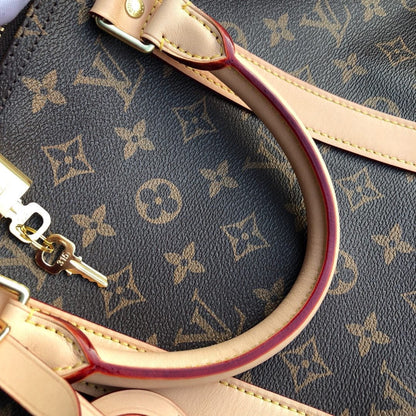 LV Monogram Canvas Keepall Bandoulière 55 Leather Duffle Bag