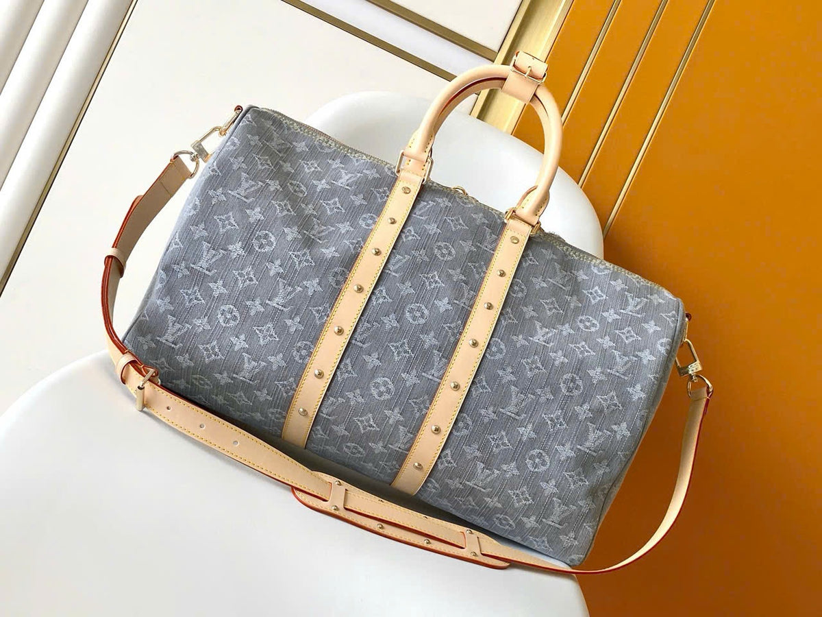 Louis Vuitton LV Keepall Denim bandouliere 55 Grey