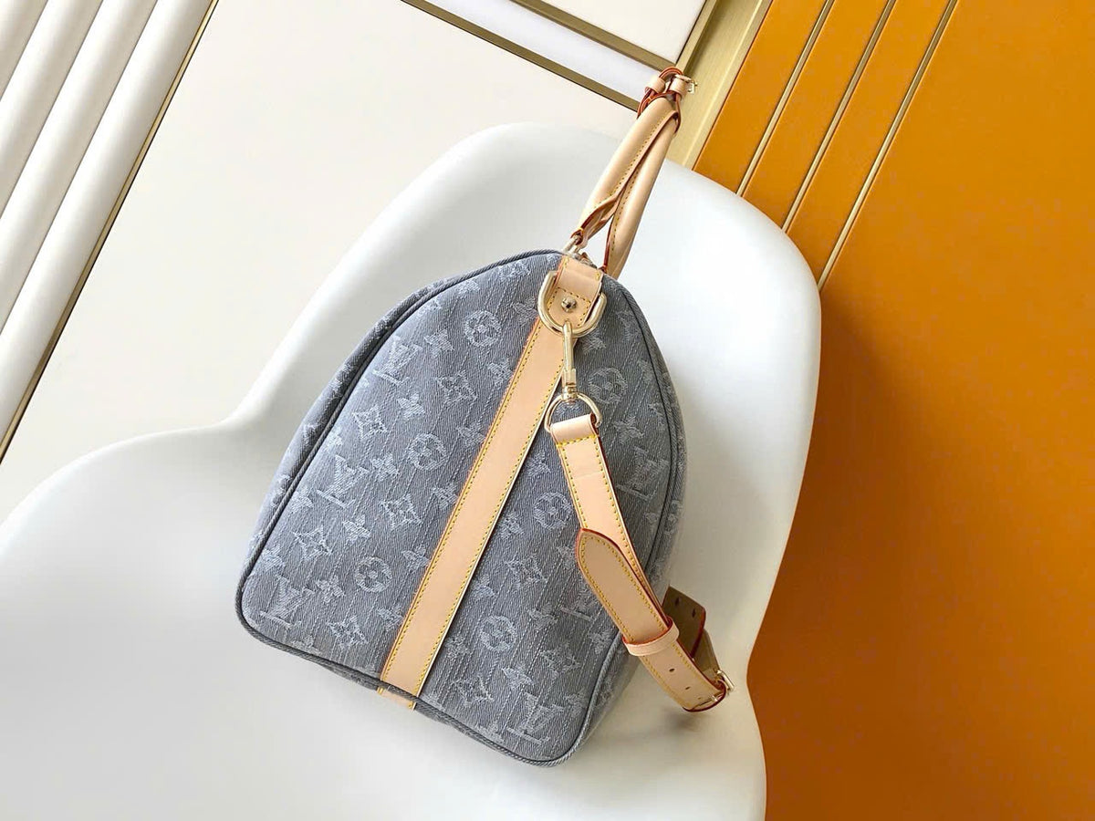Louis Vuitton LV Keepall Denim bandouliere 55 Grey