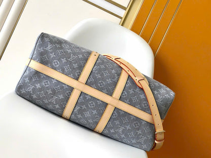 Louis Vuitton LV Keepall Denim bandouliere 55 Grey