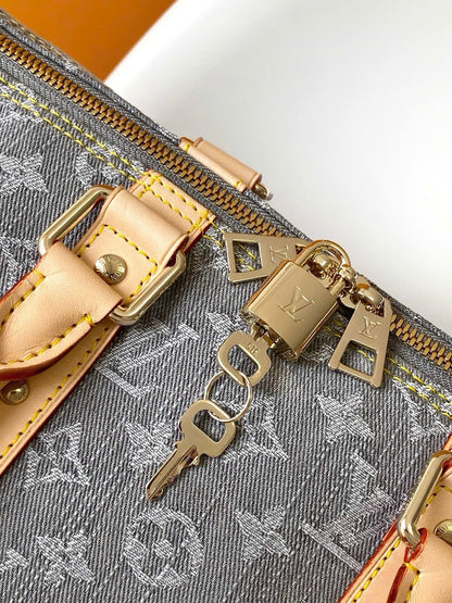Louis Vuitton LV Keepall Denim bandouliere 55 Grey