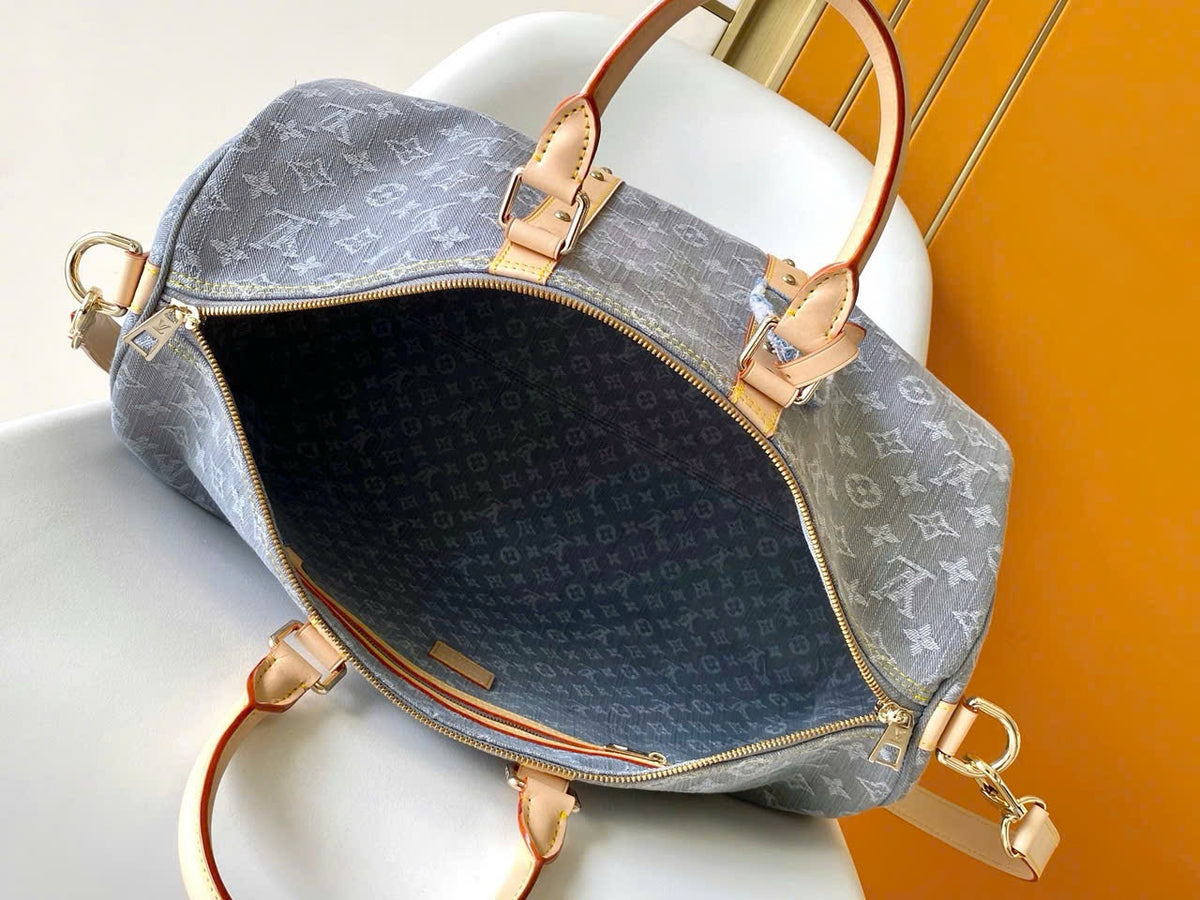 Louis Vuitton LV Keepall Denim bandouliere 55 Grey