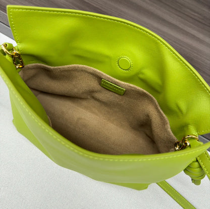 LOE 23 MINI FLAMENCO PURSE BAG IN GREEN CHARTREUSE NAPPA LAMBSKIN