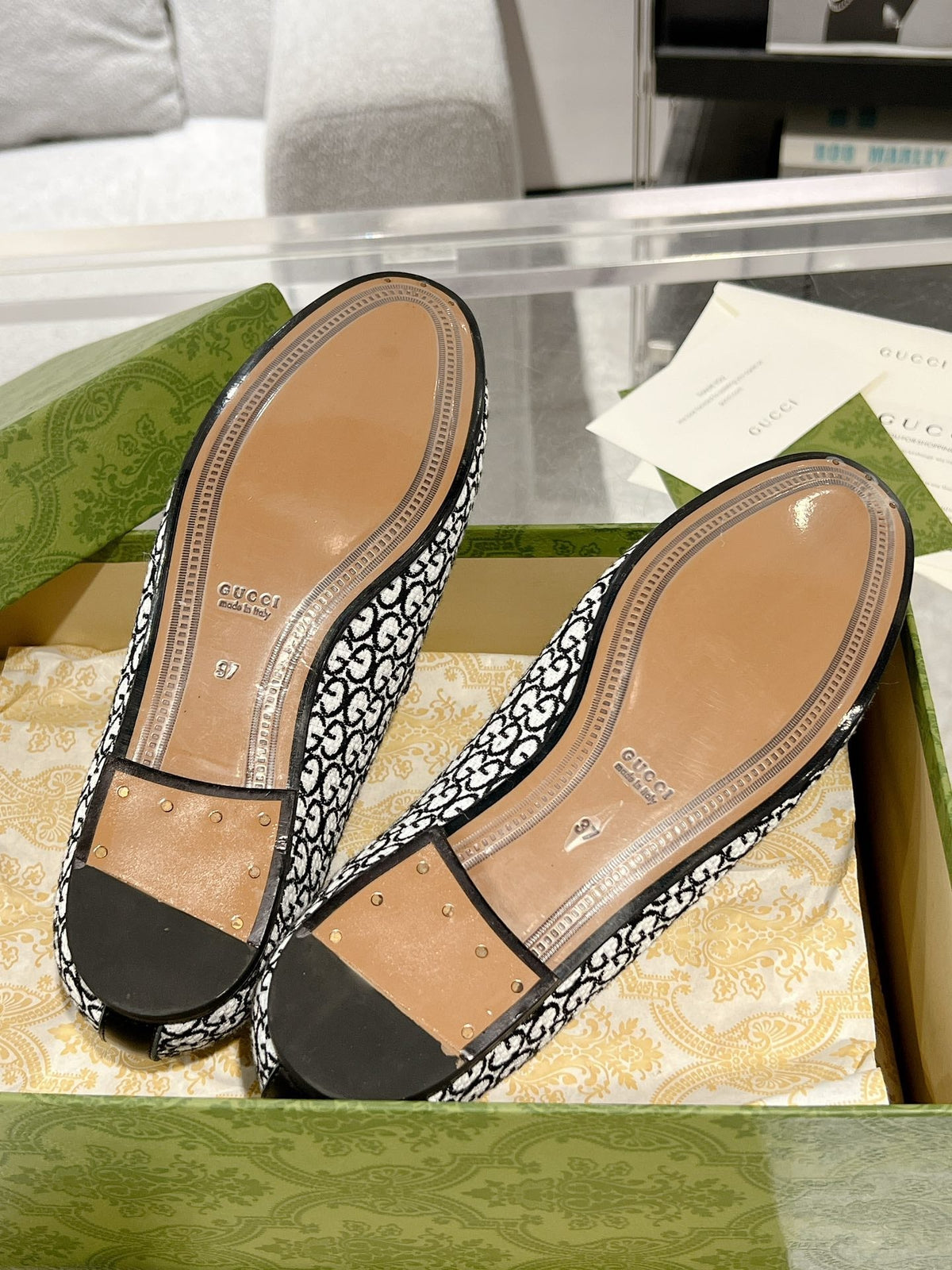 MEN'S LOAFER WITH HORSEBIT IN BLACK MIX WHITE MONOGRAM JACQUARD FABRIC