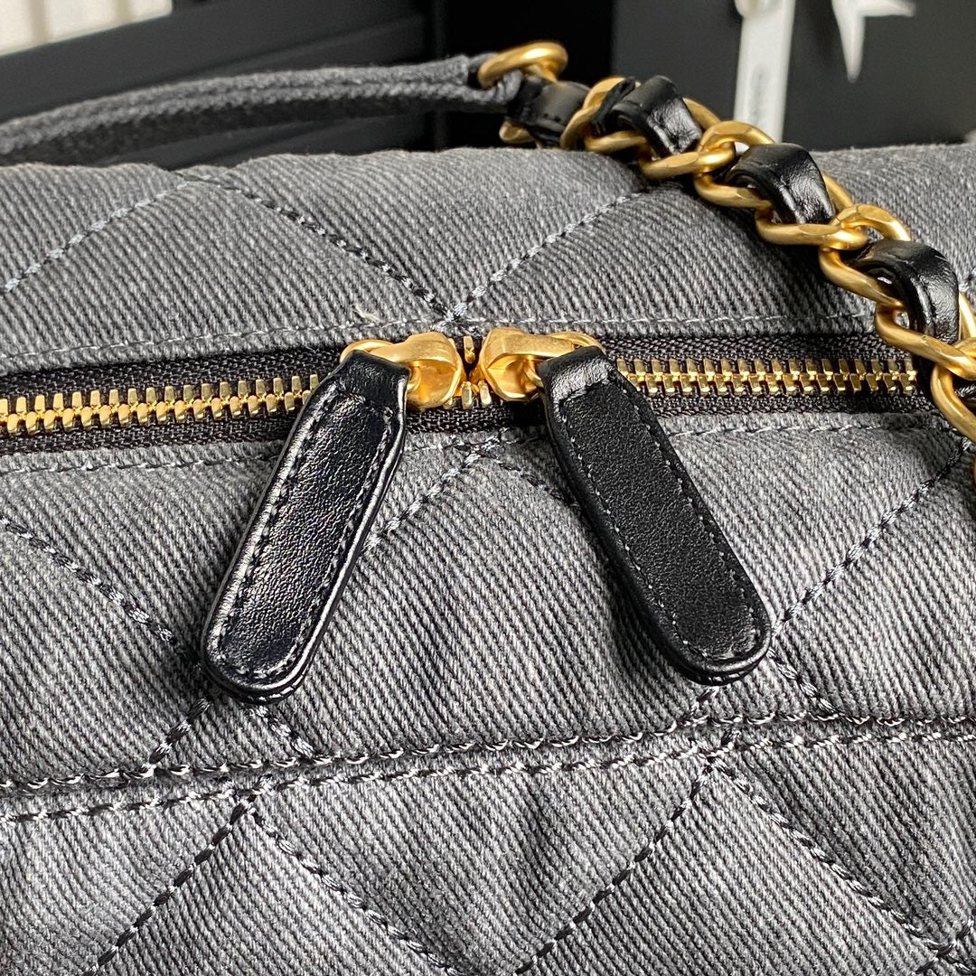 BOWLING BAG 33 IN SANTAS GRAY DENIM GOLD HARDWARE