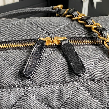 BOWLING BAG 33 IN SANTAS GRAY DENIM GOLD HARDWARE