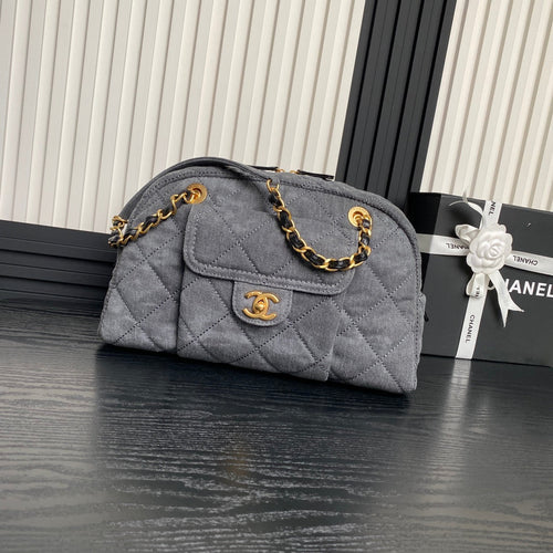 BOWLING BAG 33 IN SANTAS GRAY DENIM GOLD HARDWARE