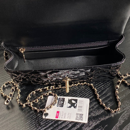 Chanel Patent Quilted Mini Top Handle Flap Bag