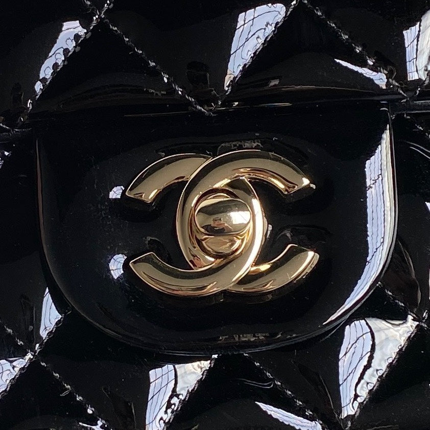 Chanel Patent Quilted Mini Top Handle Flap Bag
