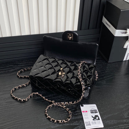 Chanel Patent Quilted Mini Top Handle Flap Bag