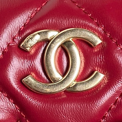 BOWLING BAG 29 IN RED CALFSKIN GOLD HARDWARE