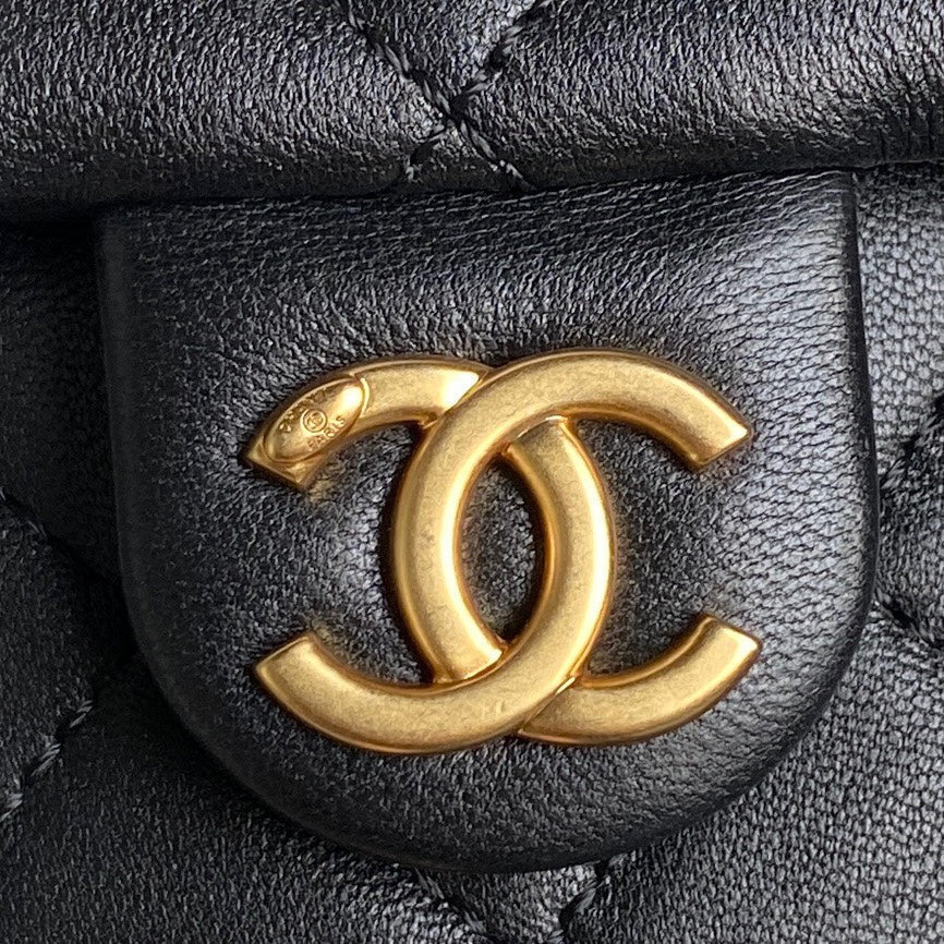 BUCKET BACKPACK 24 IN BLACK LAMBSKIN GOLD HARDWARE