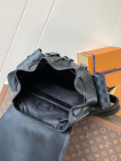 CHRISTOPHER MM BACKPACK 47 IN BLACK DAMIER GRAPHITE CANVAS