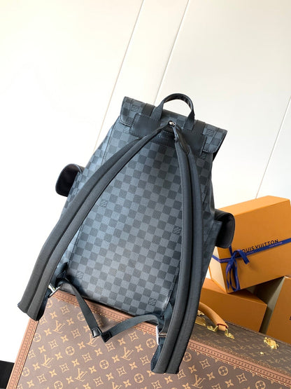 CHRISTOPHER MM BACKPACK 47 IN BLACK DAMIER GRAPHITE CANVAS