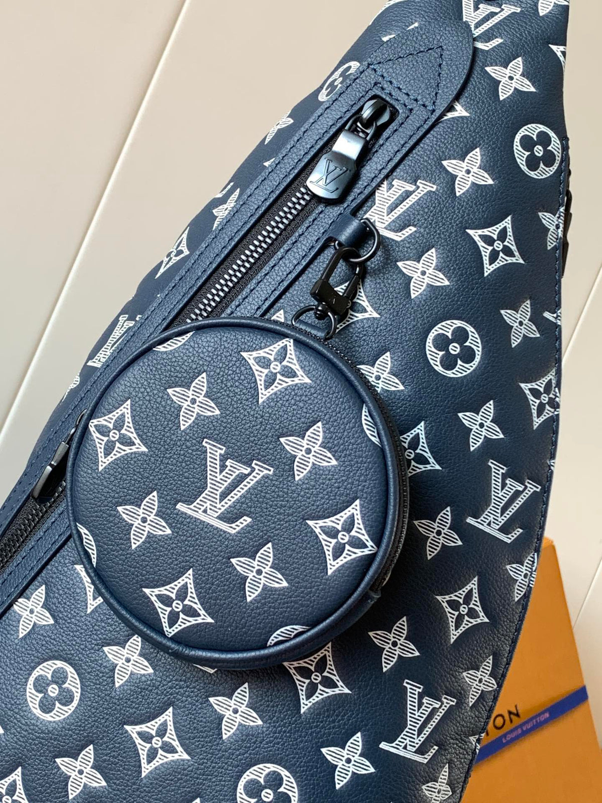 LV DUO CROSSBAG BAG 42 IN BLUE AND WHITE MONOGRAM SHADOW COWHIDE