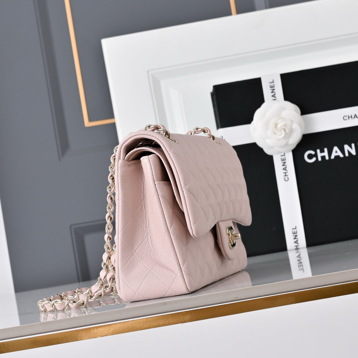 Chanel Classic Flap Medium Light Pink Sliver Hardware