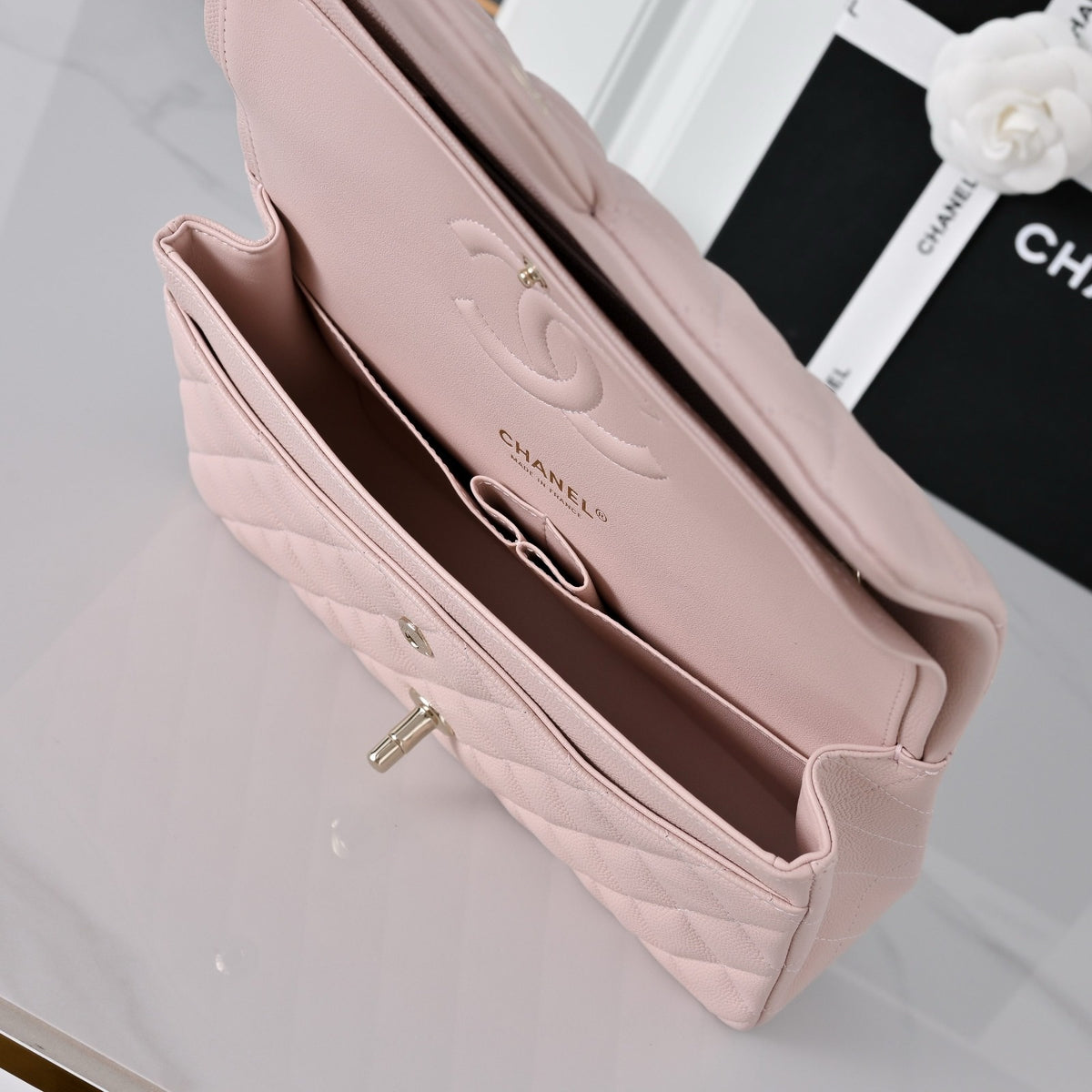 Chanel Classic Flap Medium Light Pink Sliver Hardware